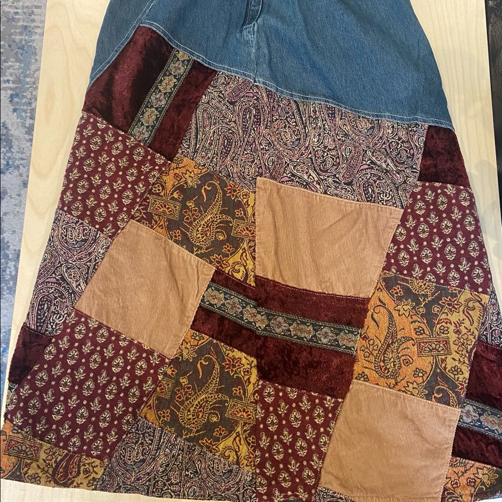 Patch Work Denim Skirt J Jill Size Small